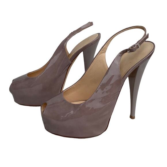 Giuseppe Zanotti Beige Patent Leather Peep Toe Slingback Platform Pump 38 1/2 - Picture 2 of 15